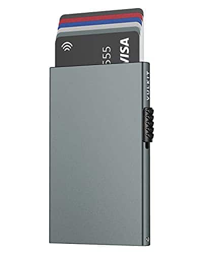 Vulpecula Spade - Minimalist Credit Card Holder Pop Up Cards RFID Protection Slim Metal Wallet - Space Gray