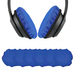 Unique Bargains - 3 Pairs Universal Headphone Ear Pads Covers 2.4-3.3 Inch Washable Stretchable Fabric for Gaming Gym - Blue