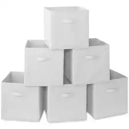 Casafield - (Set of 6) Collapsible Fabric Cubes - Storage Bins - White