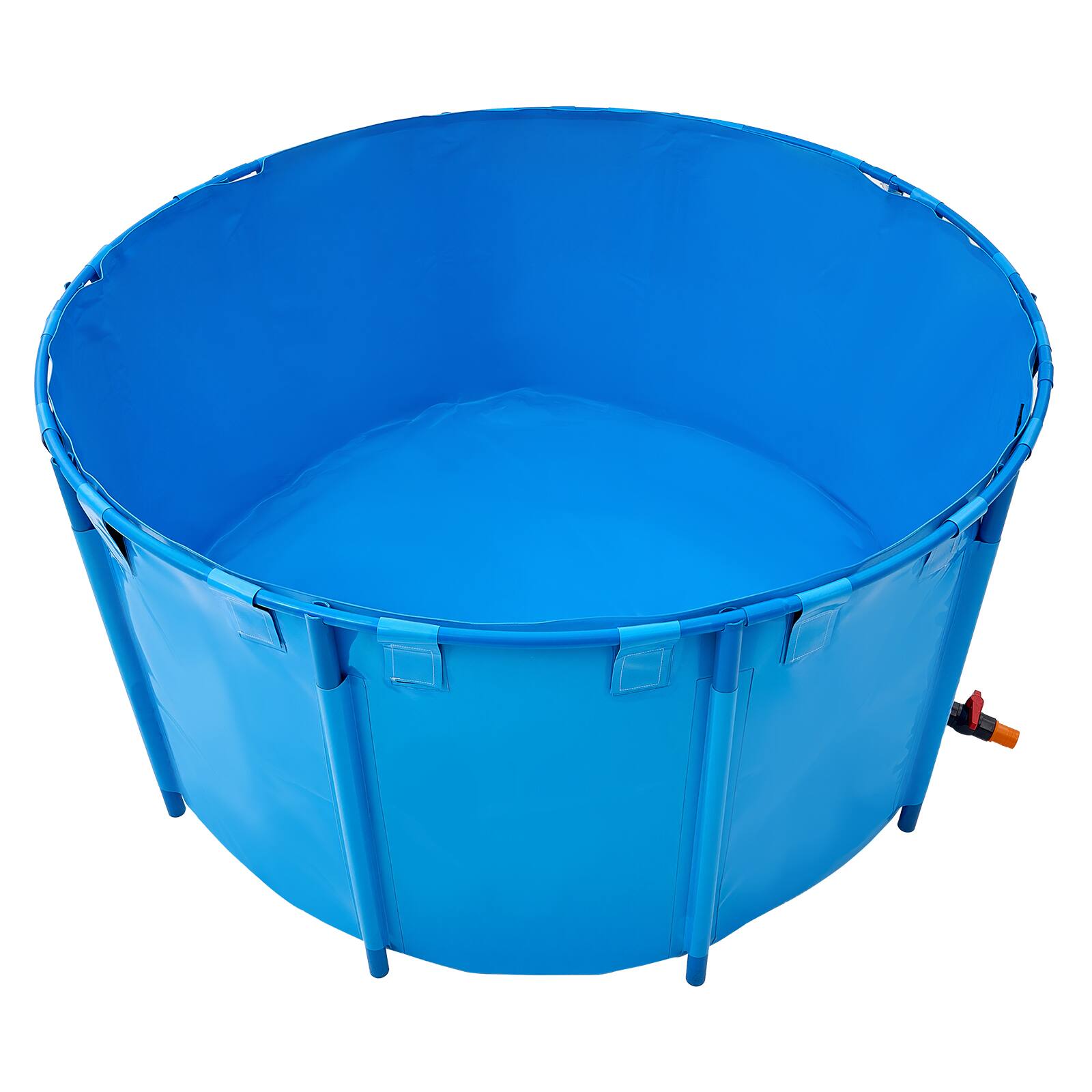Alt View 5. VEVOR - Canvas Fish Pond, 818 Gal Capacity Above Ground Fish Pond, Foldable PVC Koi Tank, Round Goldfish Tank with Stable Frame - Blue.