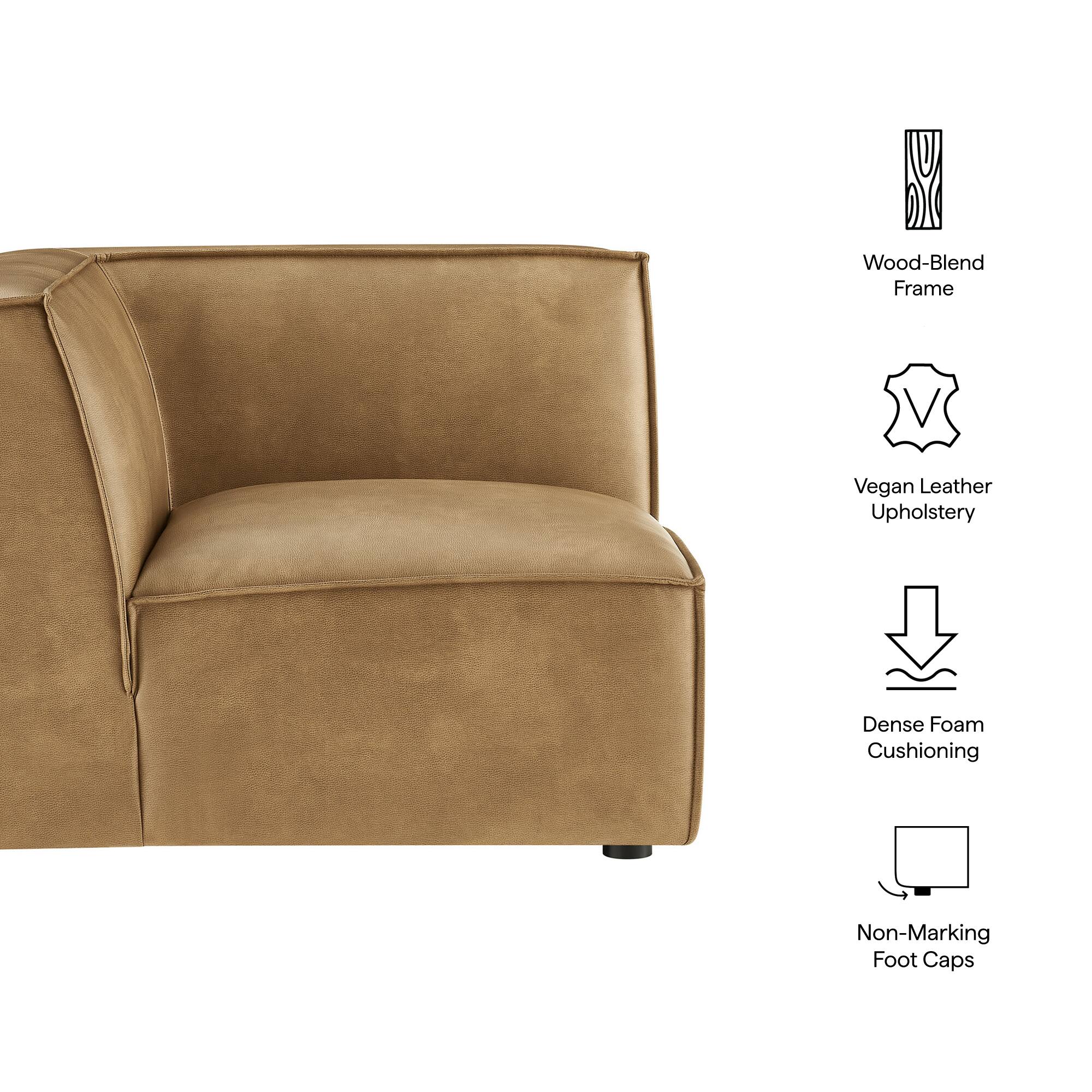Wood-Blend Frame  
Vegan Leather Upholstery  
Dense Foam Cushioning  
Non-Marking Foot Caps