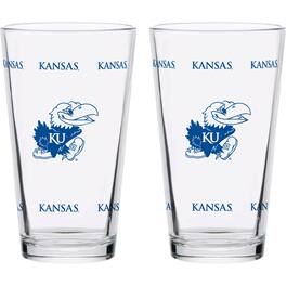Indigo Falls - Kansas Jayhawks Two-Pack Knockout 16oz. Pint Glass Set - Multicolor