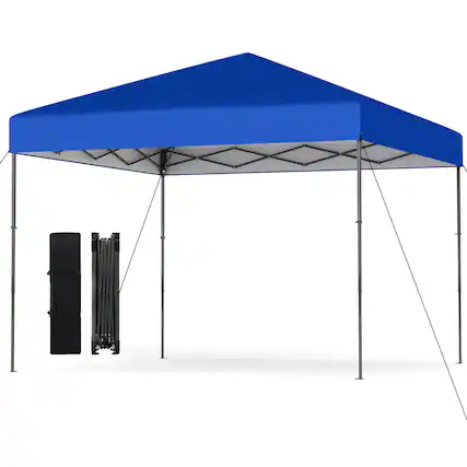 Front. Costway - Costway 10 X 10 FT Pop up Canopy Tent with Portable Carrying Bag 8 Stakes 4 Wind Ropes - Navy.