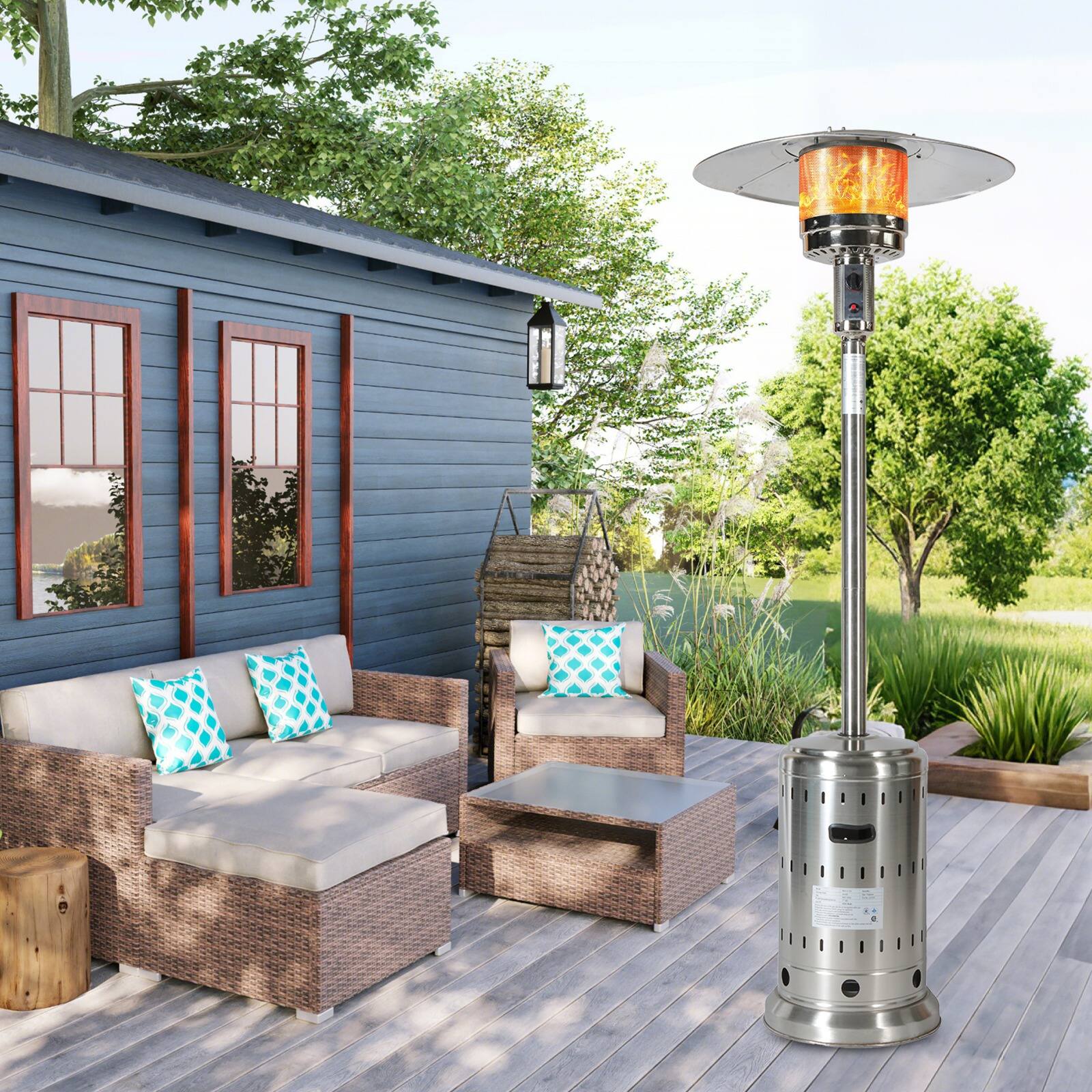 Left. Giantpower - Patio Heater 48000 BTU Outdoor Heaters for Patio Propane with Detachable Wheels, Protective Cover, Outdoor Terrace Gard.