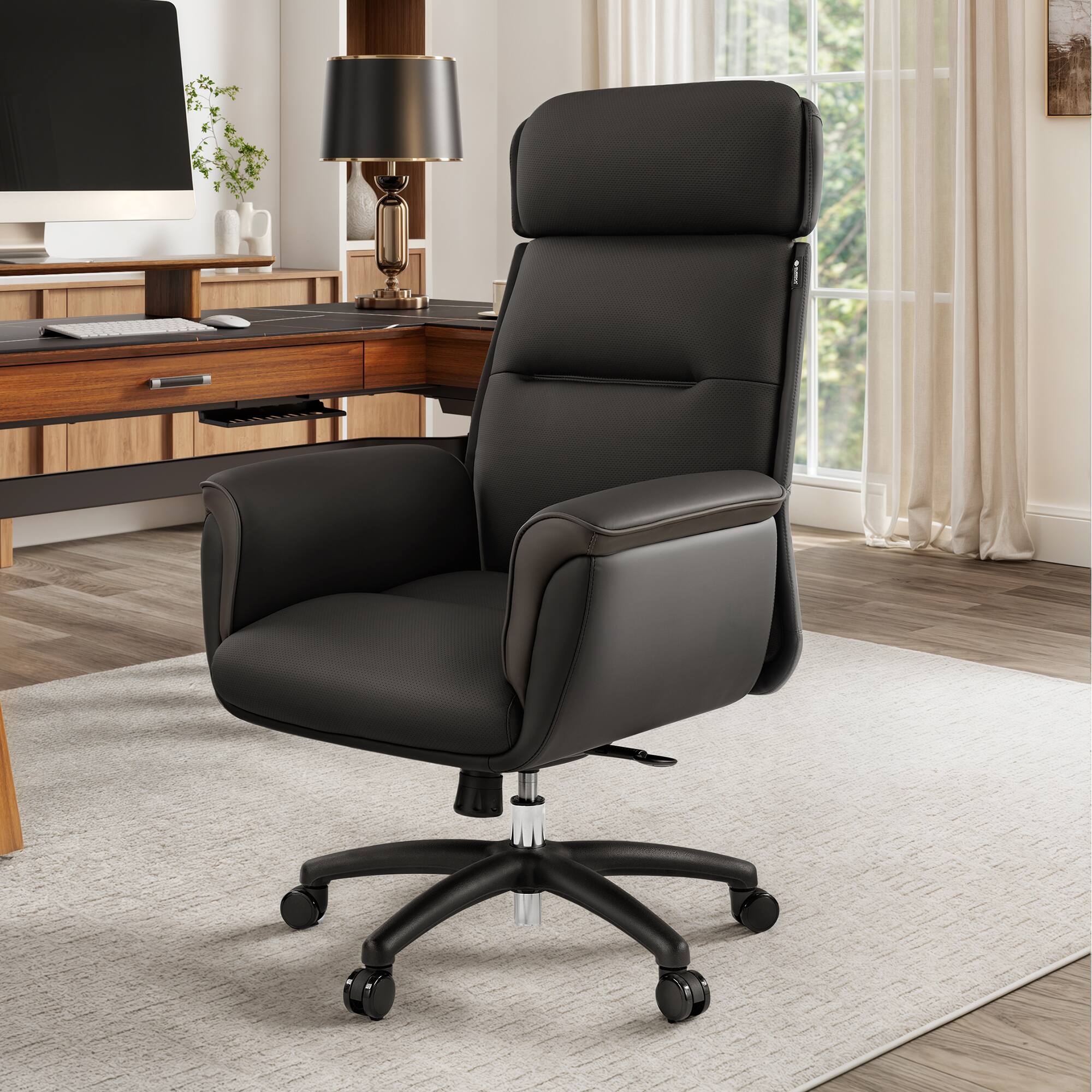 Angle. Eureka Ergonomic - Microfiber Leather Executive Office Chair - Black.
