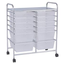 Pefilos - 12 Storage Drawer Organizer Bins Rolling Cart, Craft Organizers and Storage, Multipurpose Organizer Cart for Home, Offic - White