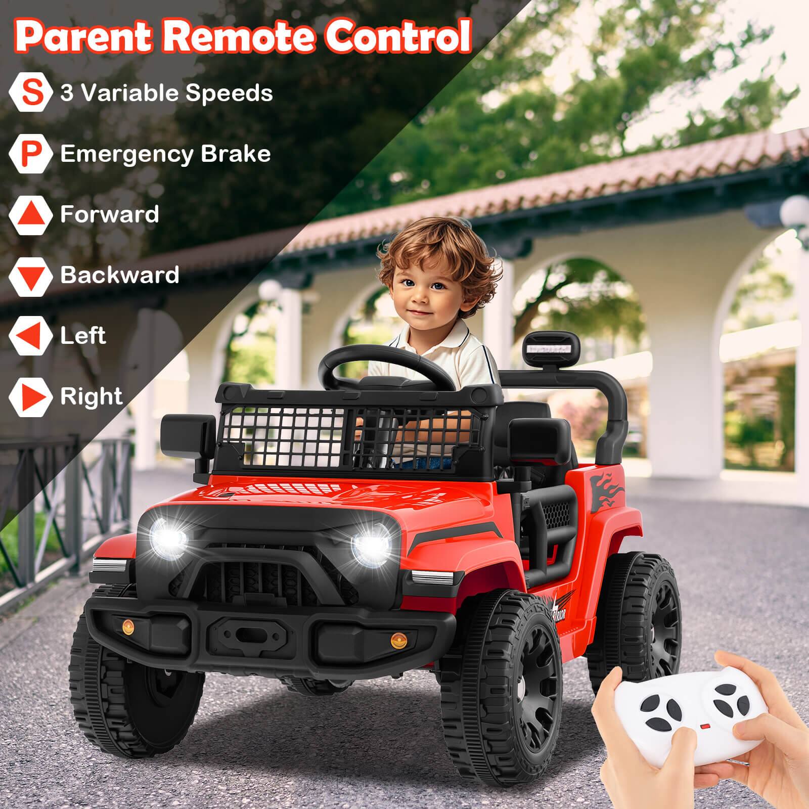 Parent Remote Control

- S 3 Variable Speeds
- P Emergency Brake
- Forward
- Backward
- Left
- Right