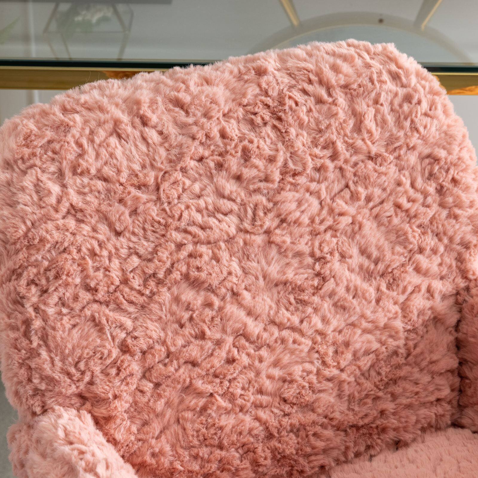 Alt View 6. GOODSILO - Premium Adjustable Swivel Office Chair with Golden Metal Base and Plush Velvet Upholstery for Home or Office Use - Pink.