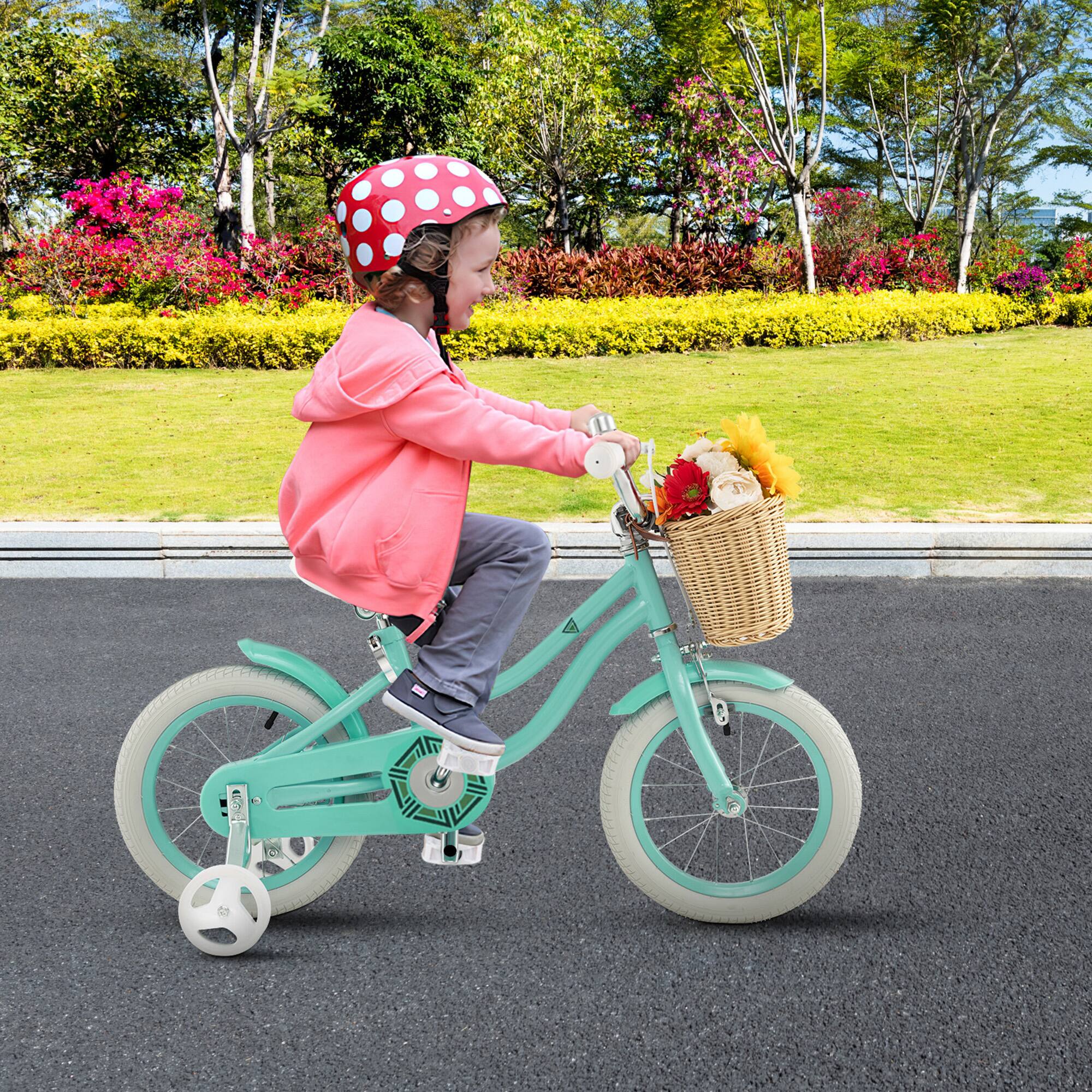 Alt View 3. Gymax - Gymax 14'' Retro Style Kids Bike Bicycle w/ Height Adjustable Handlebar & Seat Green - Green.