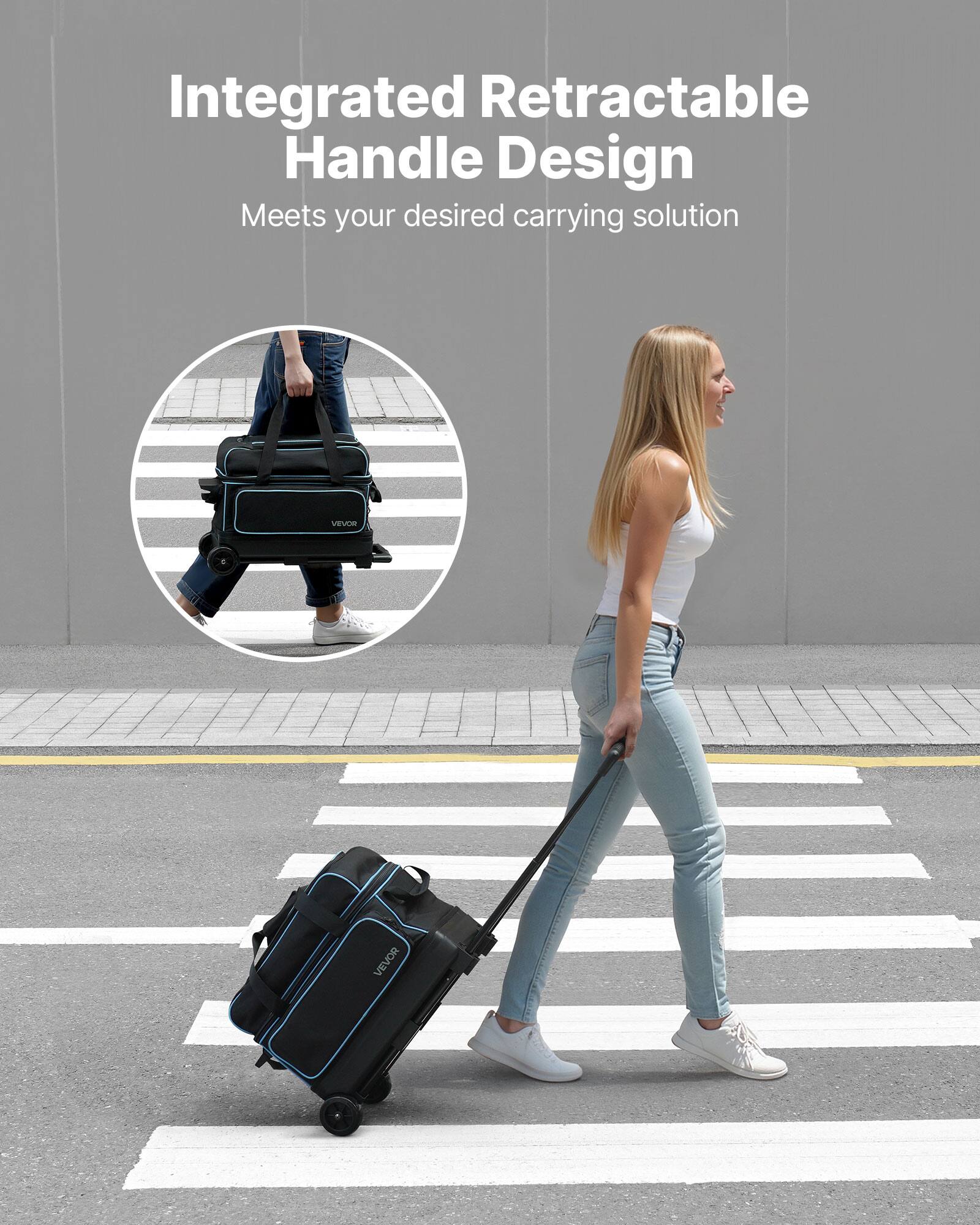 Integrated Retractable Handle Design Meets your desired carrying solution.