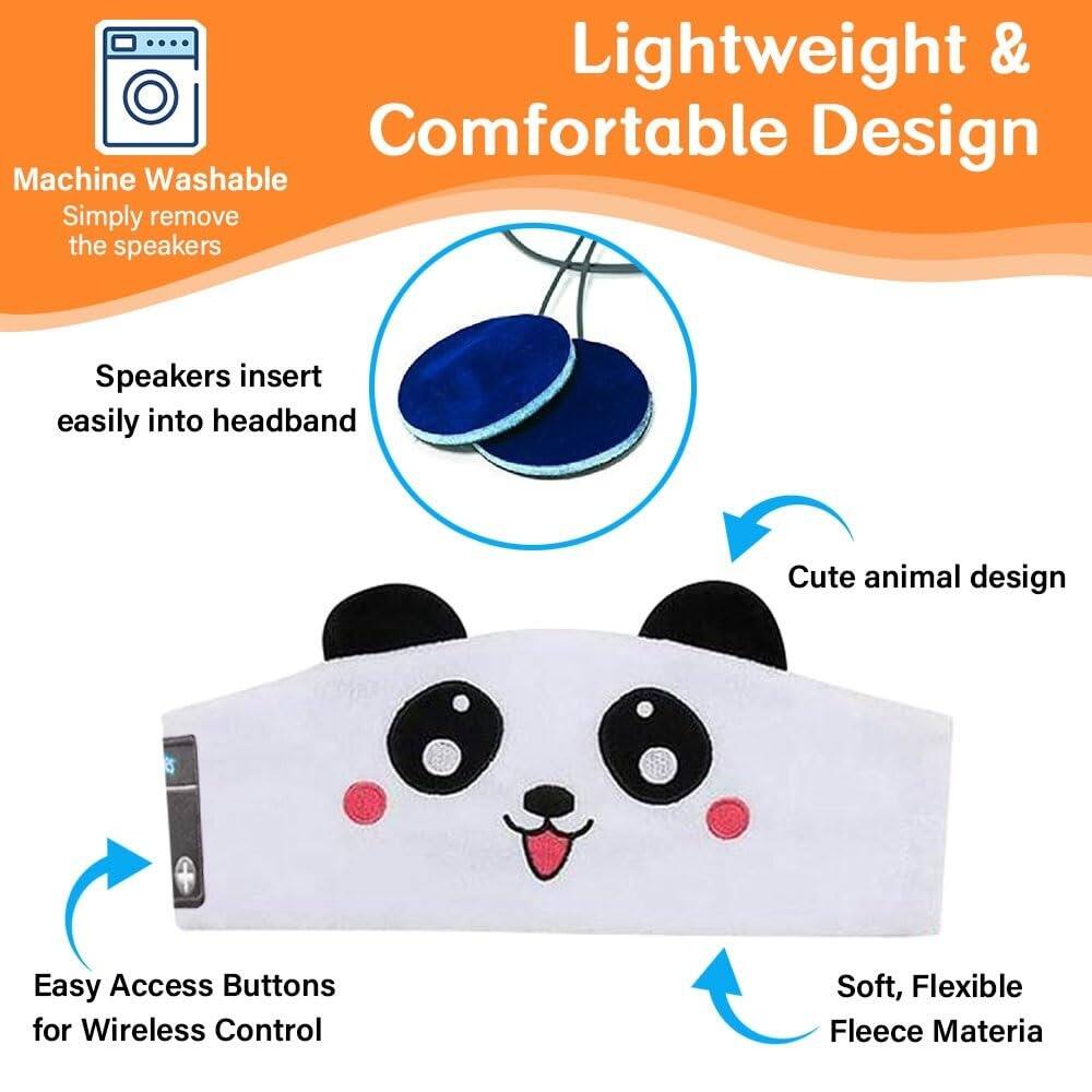 Lightweight & Comfortable Design

Machine Washable  
Simply remove the speakers

Speakers insert easily into headband

Cute animal design

Easy Access Buttons for Wireless Control

Soft, Flexible Fleece Material