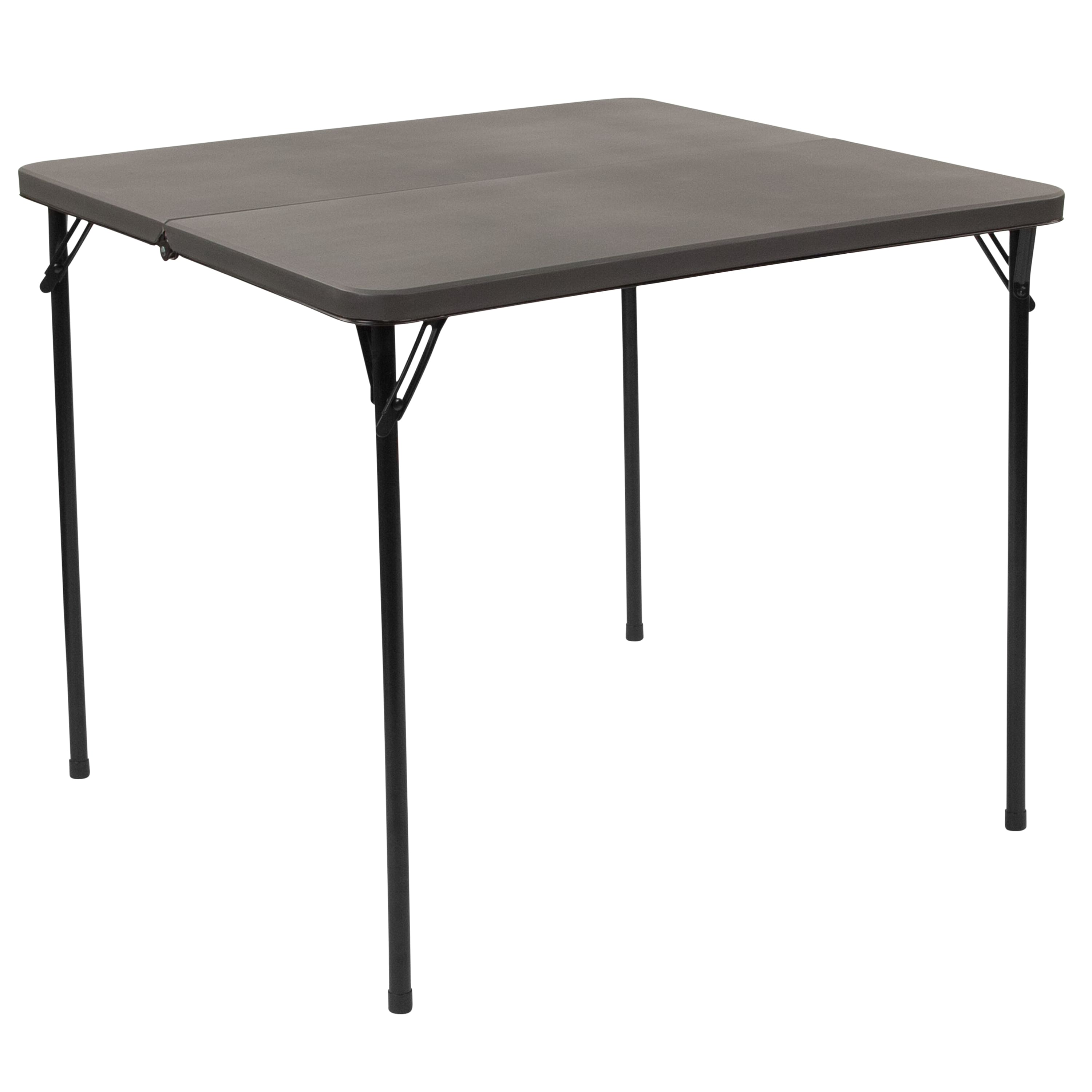 Alamont Home - 2.83-Foot Square Bi-Fold Plastic Folding Table with Carrying Handle - Dark Gray