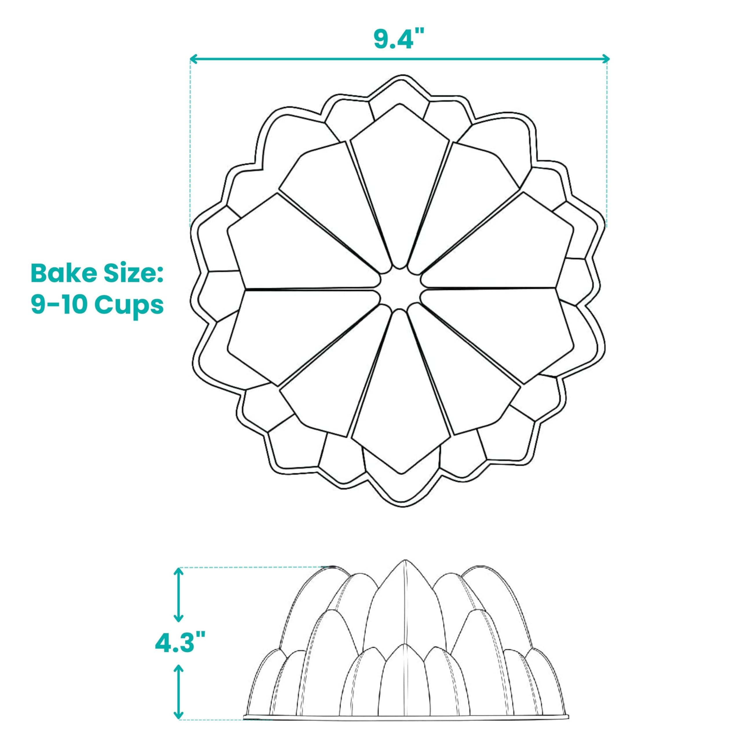 Bake Size: 9-10 Cups

9.4"

4.3"