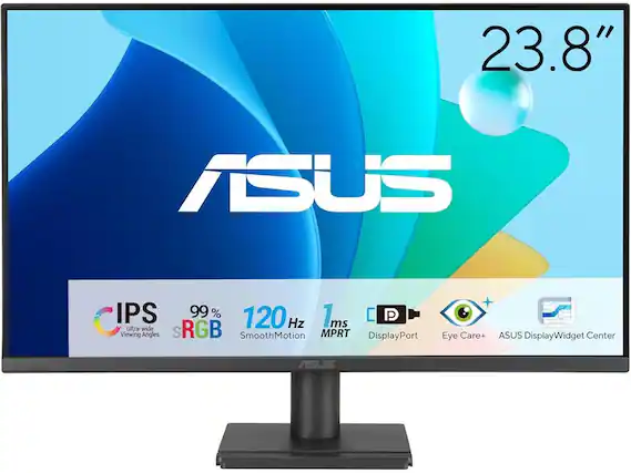 23.8" ASUS IPS Ultra-wide Viewing Angles
99% sRGB
120 Hz
1 ms MPRT
SmoothMotion
DisplayPort
Eye Care+
ASUS DisplayWidget Center