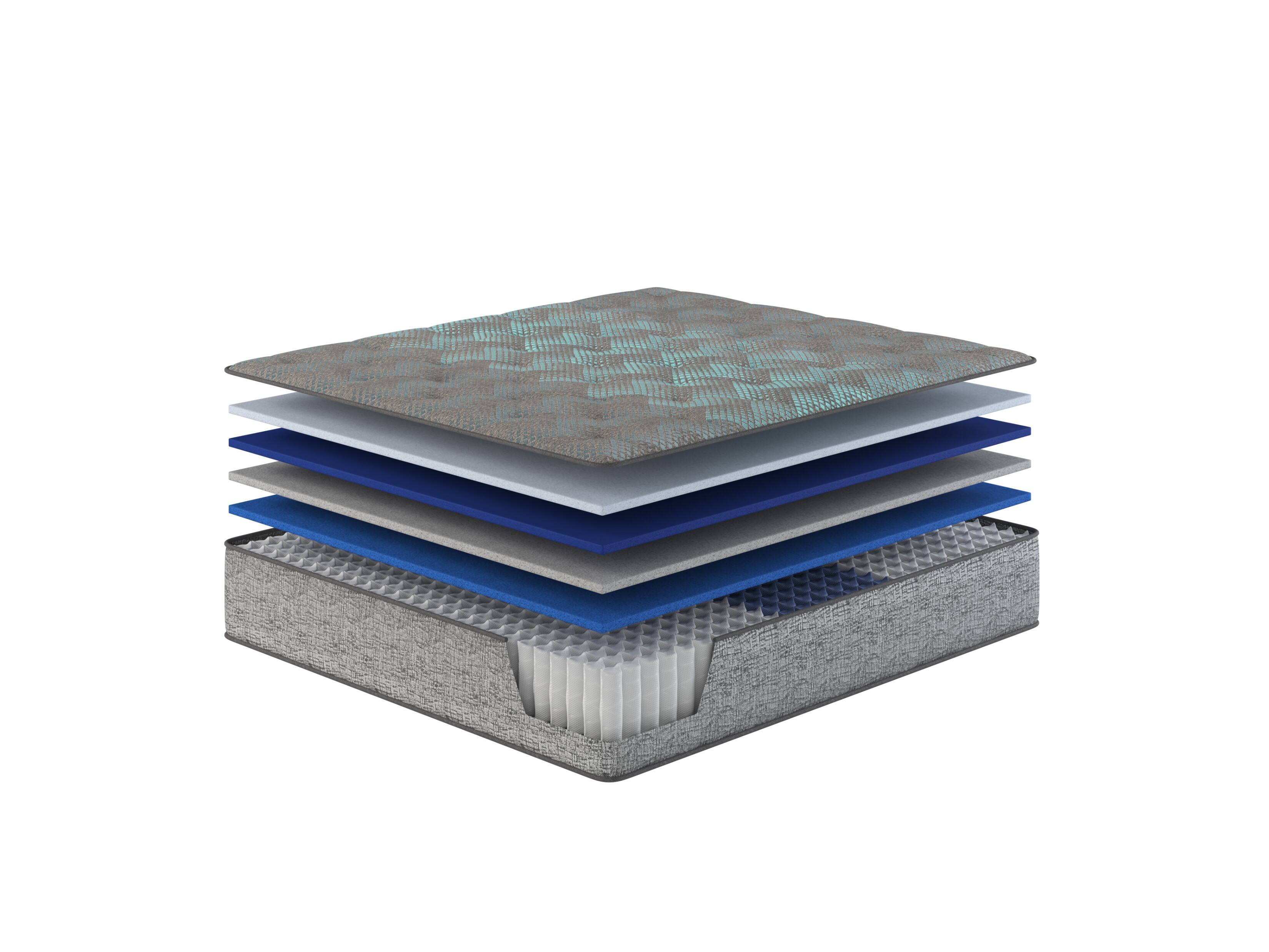 Alt View 4. Glintex - 11" Hybrid Mattress, Pocket Coil Support, Medium Comfort, Twin XL Size - Grey/Blue.