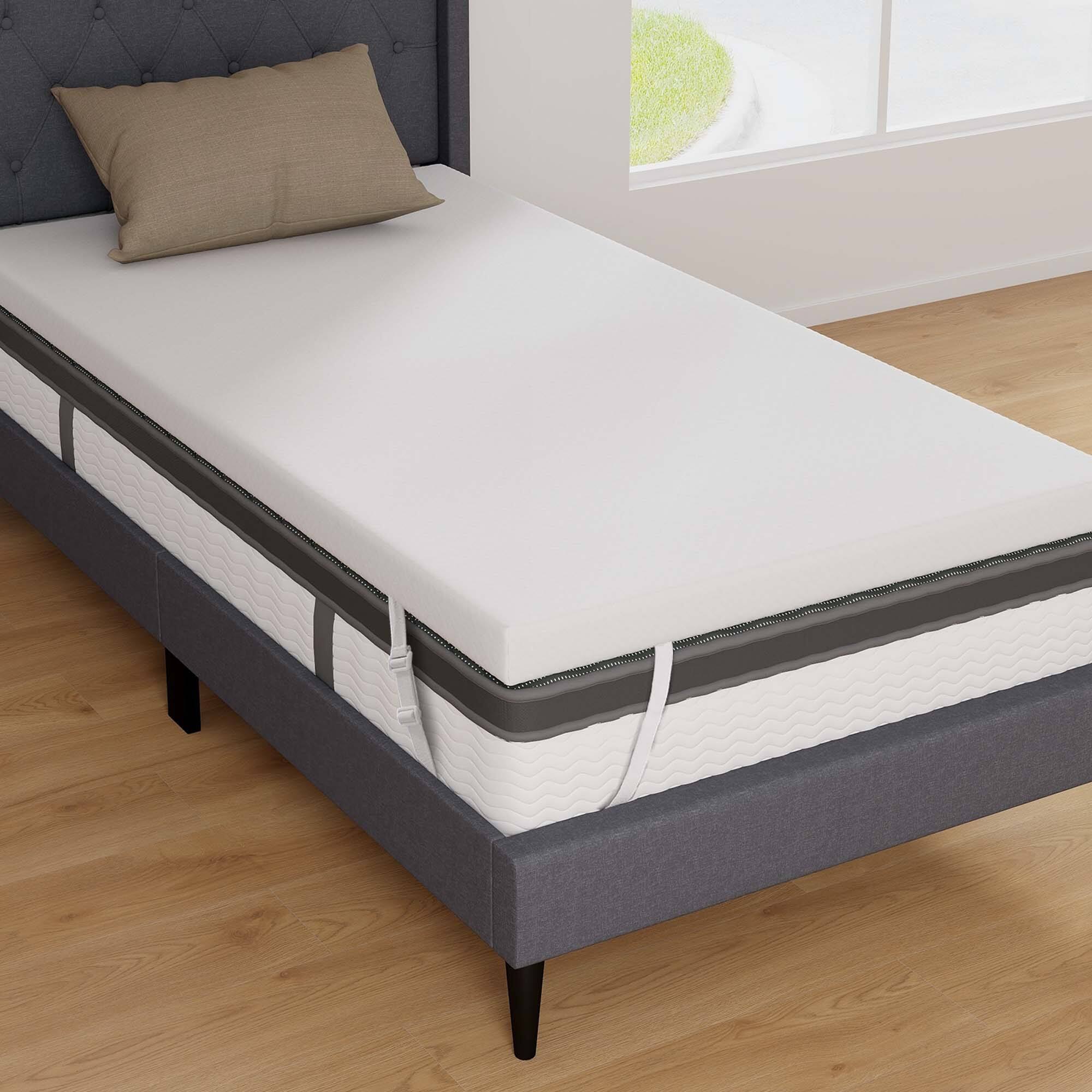 Front. Costway - Costway 3" Gel-Infused Memory Foam Mattress Topper with Removable & Washable Cover Twin - White.