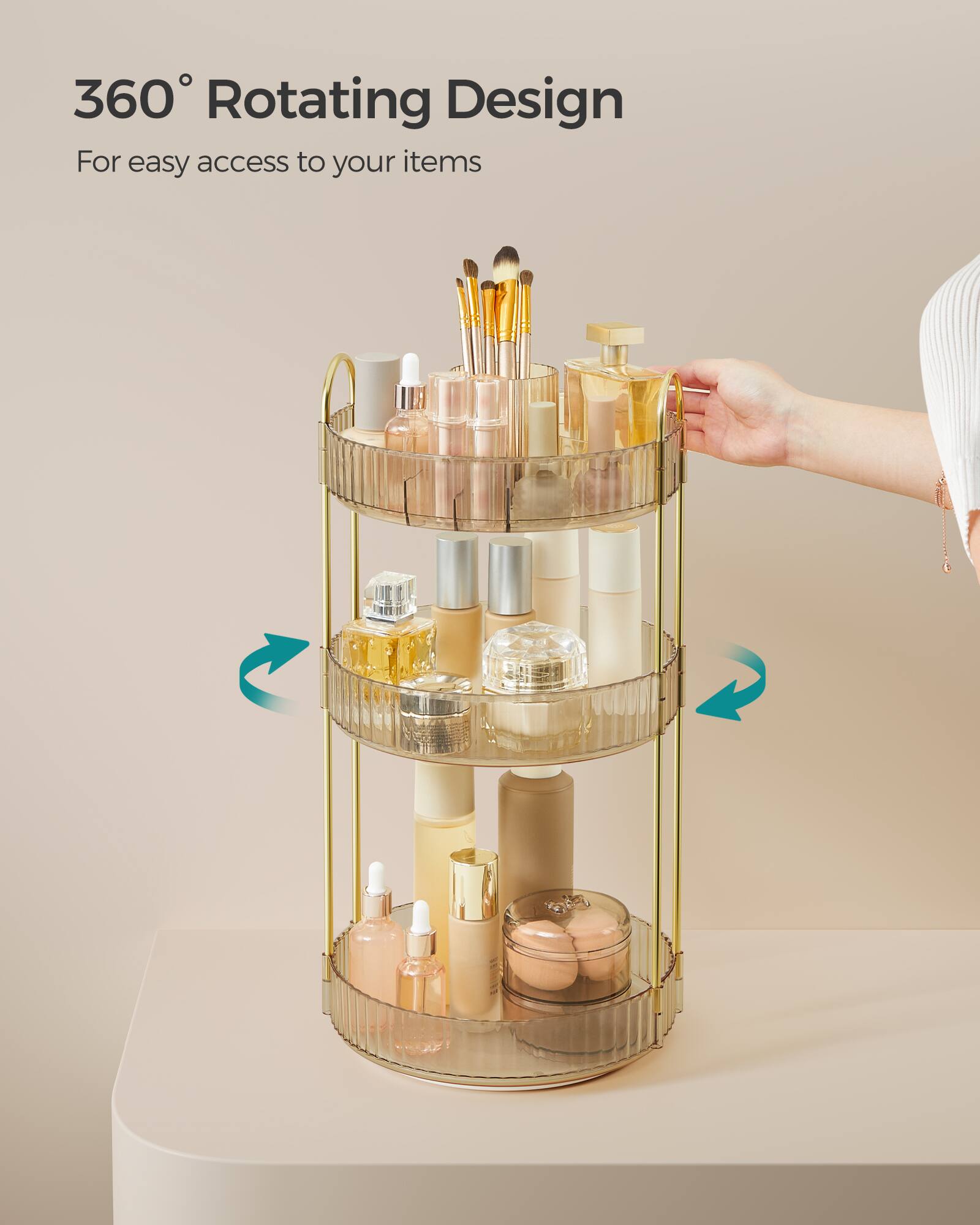 360° Rotating Design  
For easy access to your items