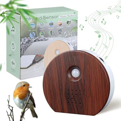Cedar Assembly - Singing Bird Box Noise Sound With Motion Sensor Portable Birds Chirping Timer 9 Songs For Bathroom Home A - Wooden