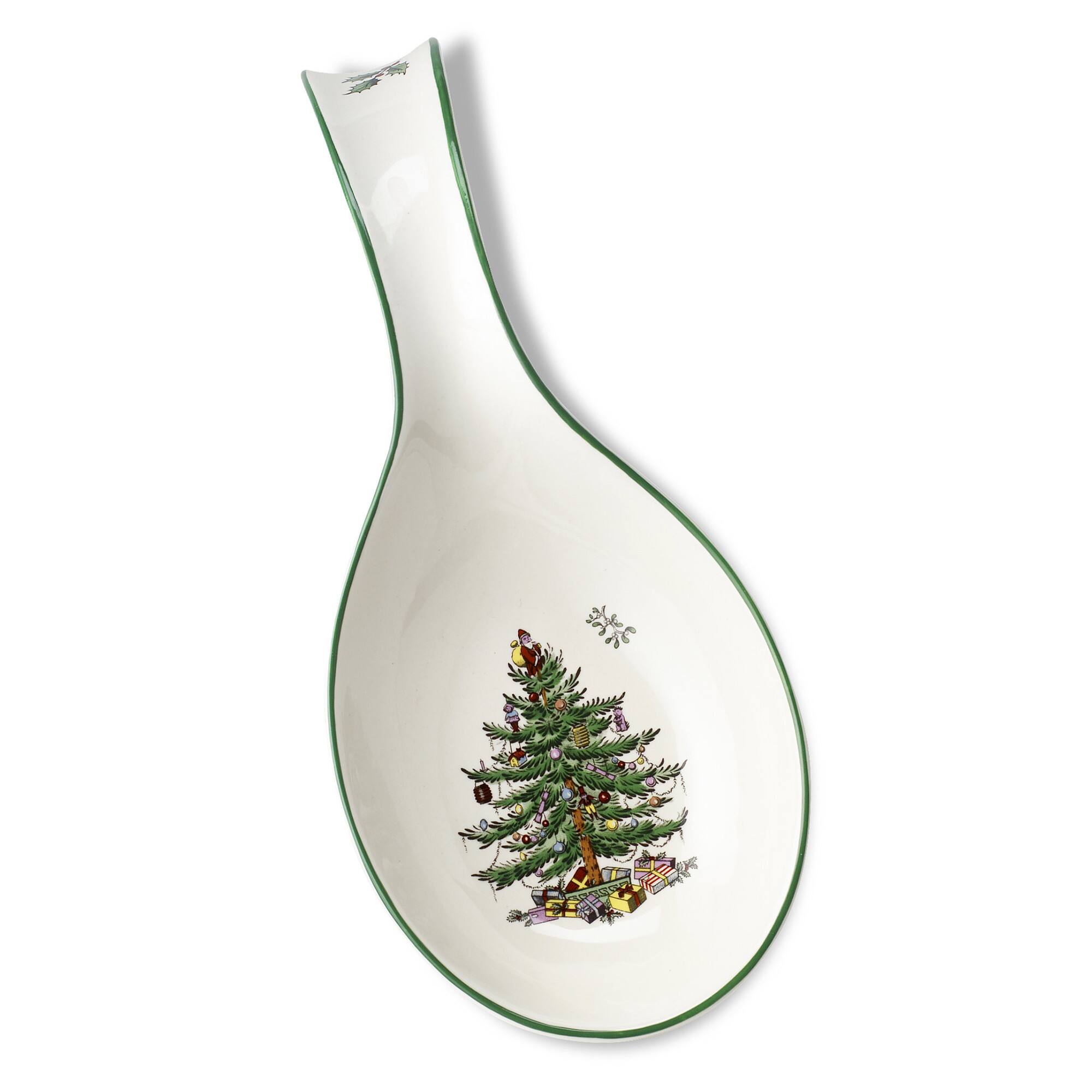 Front. Spode - Spode Christmas Tree Spoon Rest Green - Multicolored.