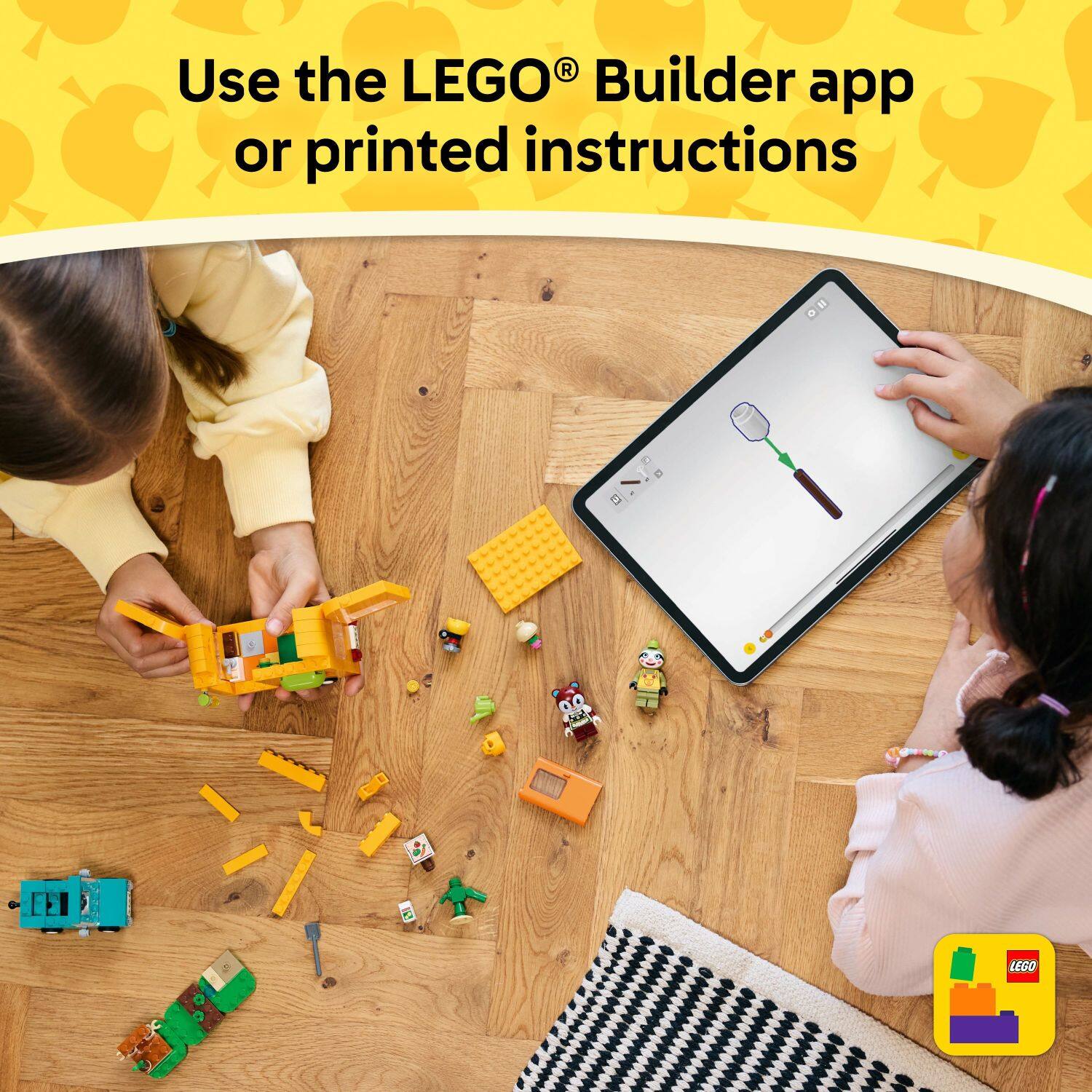 Use the LEGO Builder app or printed instructions.