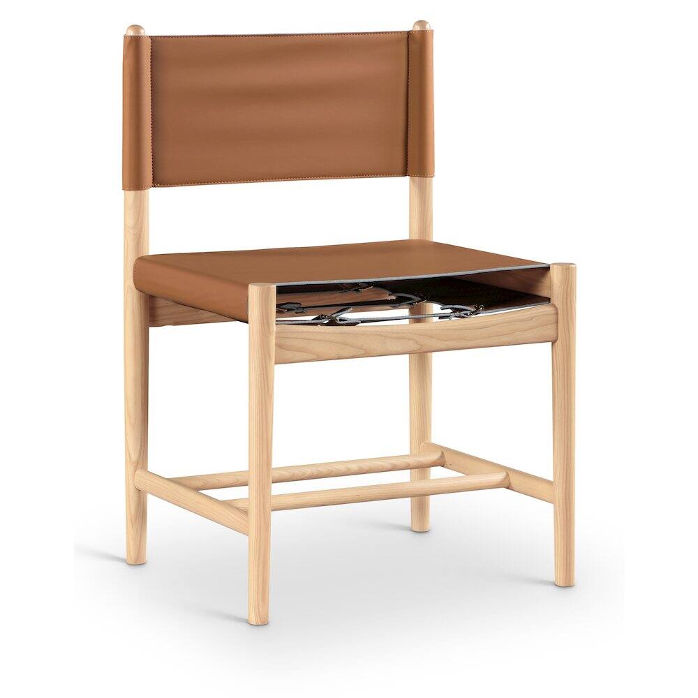 Alt View 1. Meridian Furniture - Rawlins Cognac Vegan Leather Upholstered Dining Chair, Set of 2 - Brown.