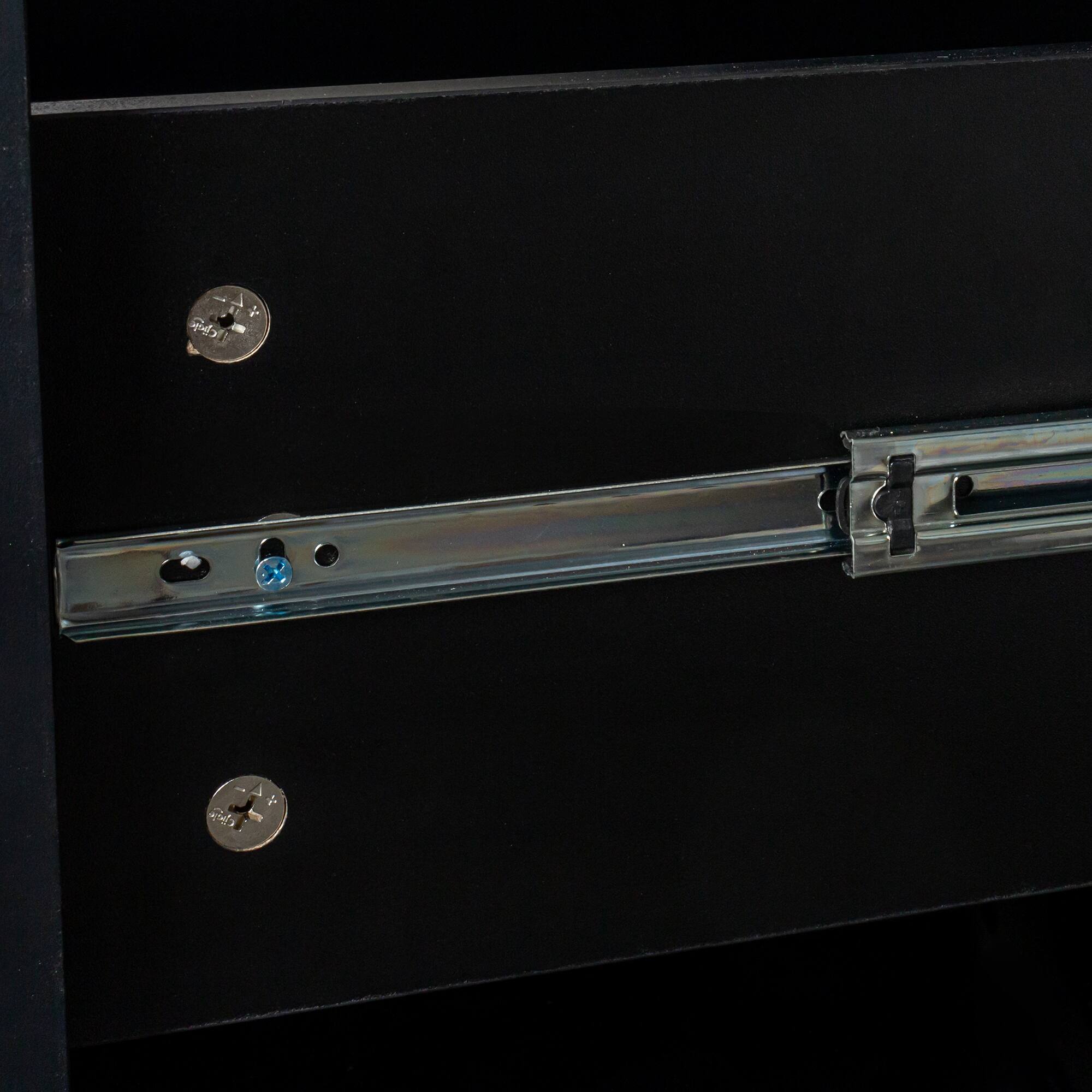 Alt View 1. GOODSILO - Home Office Computer Desk with Hutch - Black.