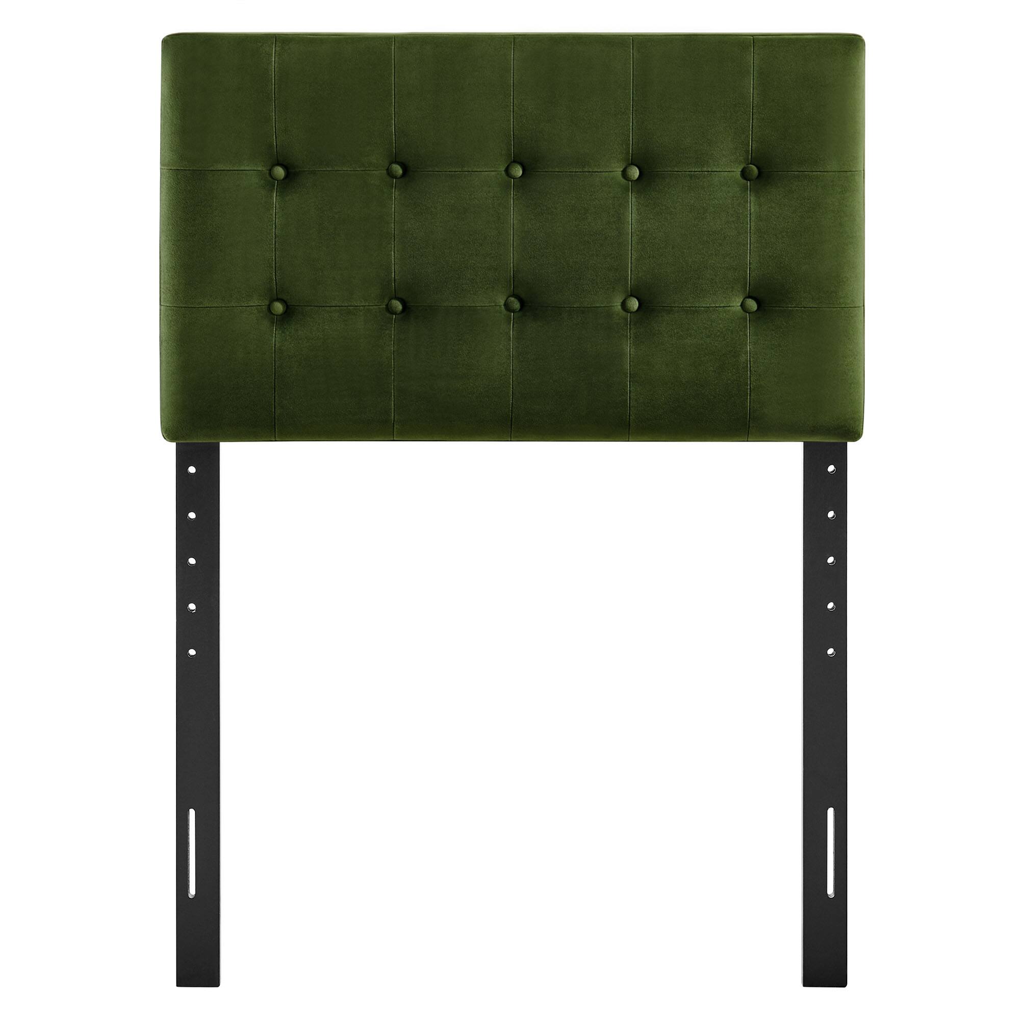 Alt View 2. Modway - Emily Stain-Resistant Performance Velvet Twin Size Headboard - Moss Green.