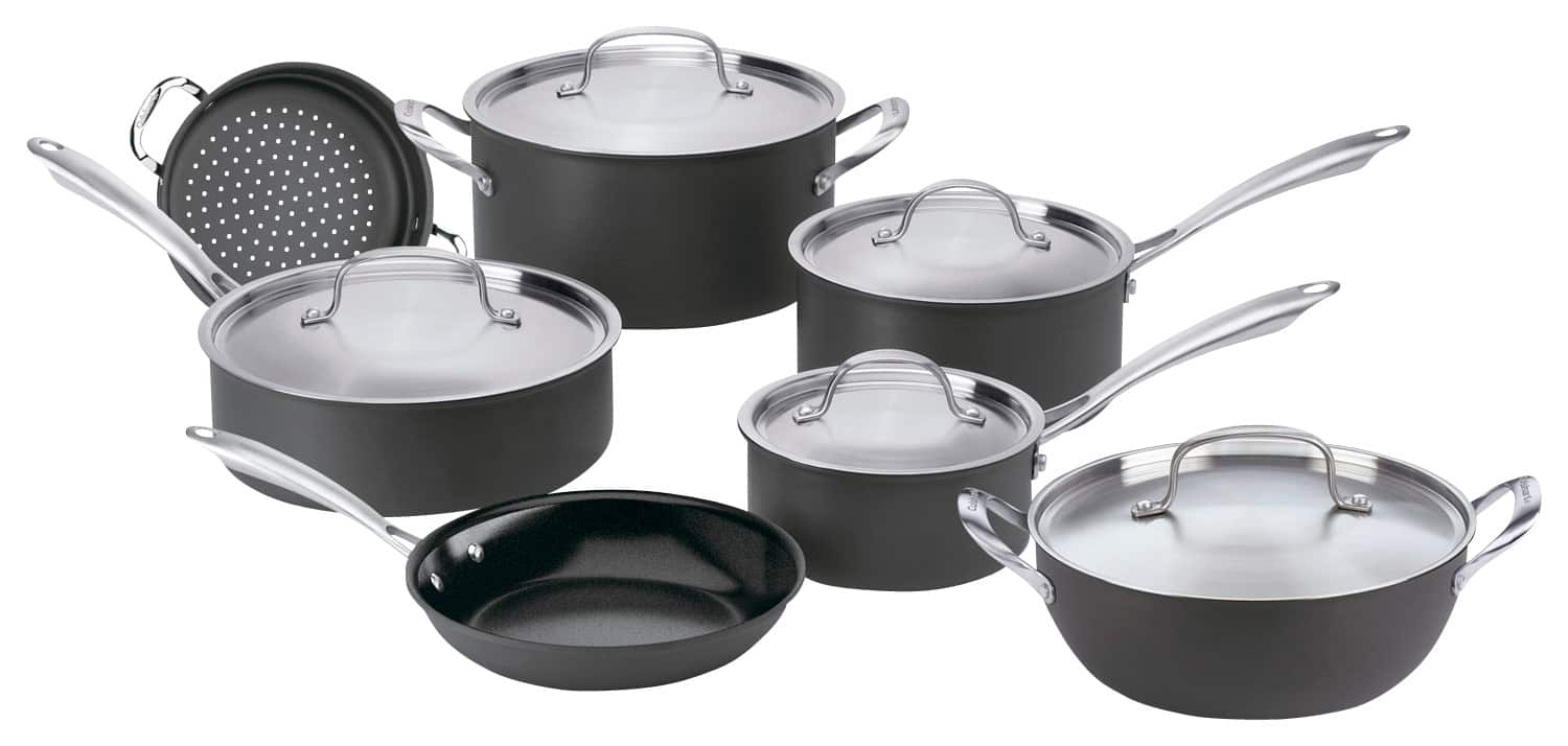 Cuisinart - GreenGourmet Hard-Anodized Nonstick 12-Piece Cookware Set - Black - Angle_Zoom