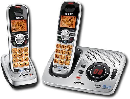 Front Standard. Uniden - Refurbished DECT 6.0 Cordless Phone System with Digital Answering System - Silver.
