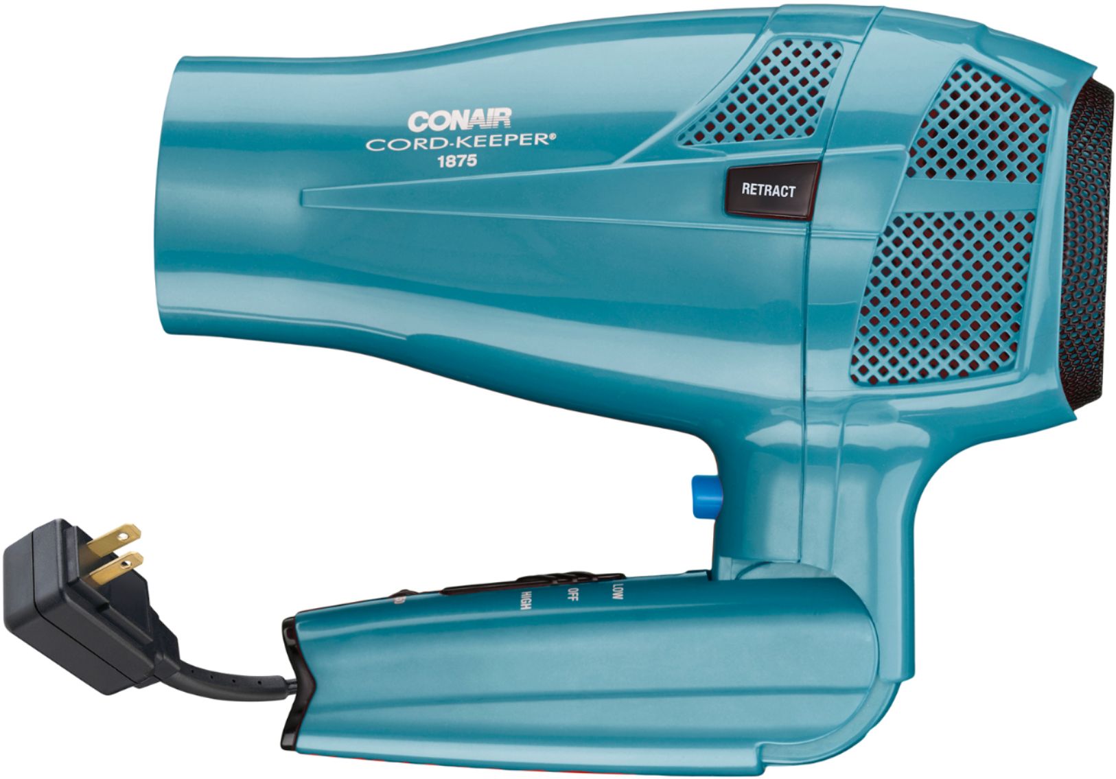 Left View: Conair - Cord-Keeper 1875W Ionic Conditioning Styler/Hair Dryer - Blue
