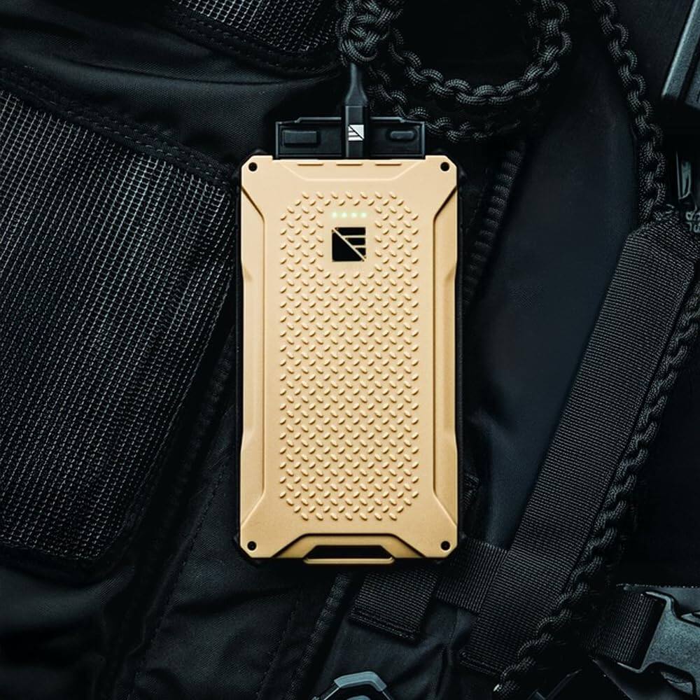 Alt View 6. Dark Energy - Poseidon Pro 10,000 mAh Power Bank with Spectre 18W Folding Solar Panel | Complete Off-Grid Solar Generator for Camping - Desert Tan 18W-Gray.