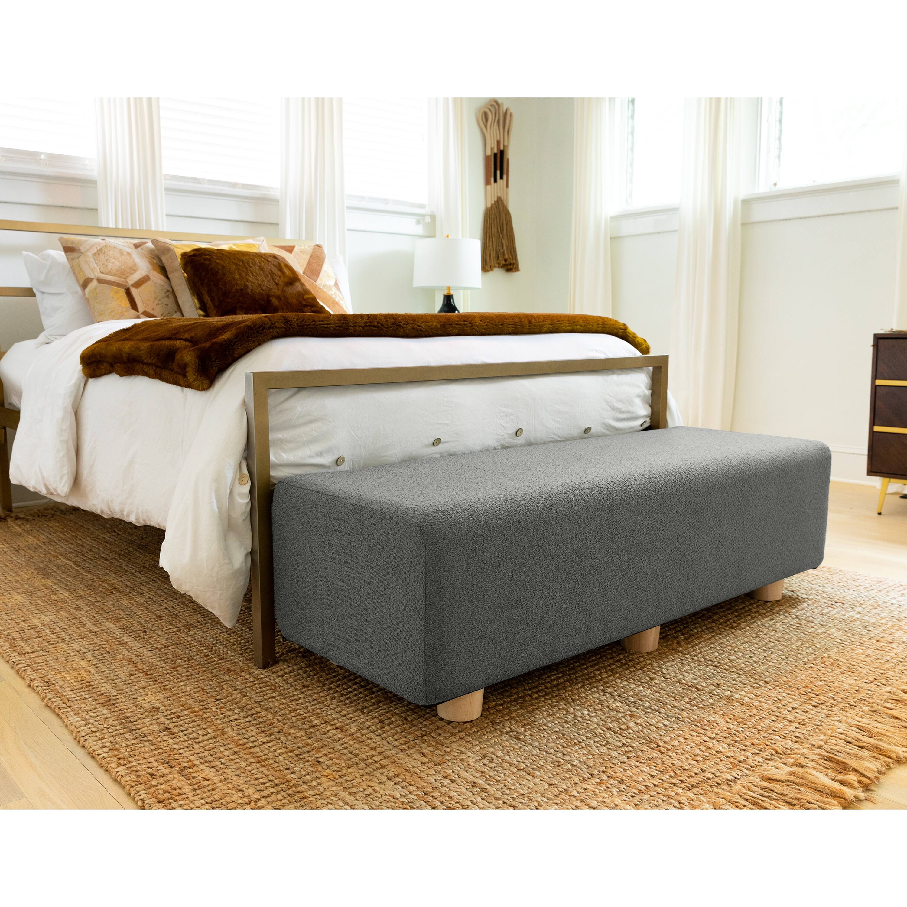 Angle. Jaxx - Jaxx Caya 4-in-1 Large Bed Bench, Giant Ottoman, Dining Bench, and Yoga and Massage Platform, King, Boucle Dark Grey - Dark Grey.