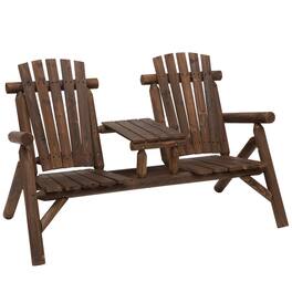 Resenkos - Wooden Adirondack Bench Set with Central Coffee Table, Ideal Outdoor Lounging & Relaxation - Brown