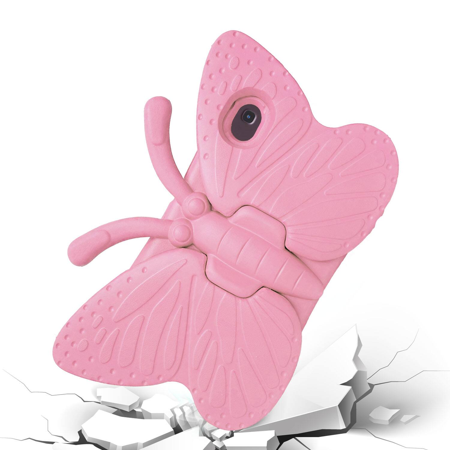 Angle. Dteck - For Samsung Galaxy Tab A9 2023 8.7-inch Kid Case Butterfly Kickstand Light EVA Full Body Drop Protective Cover - Pink.