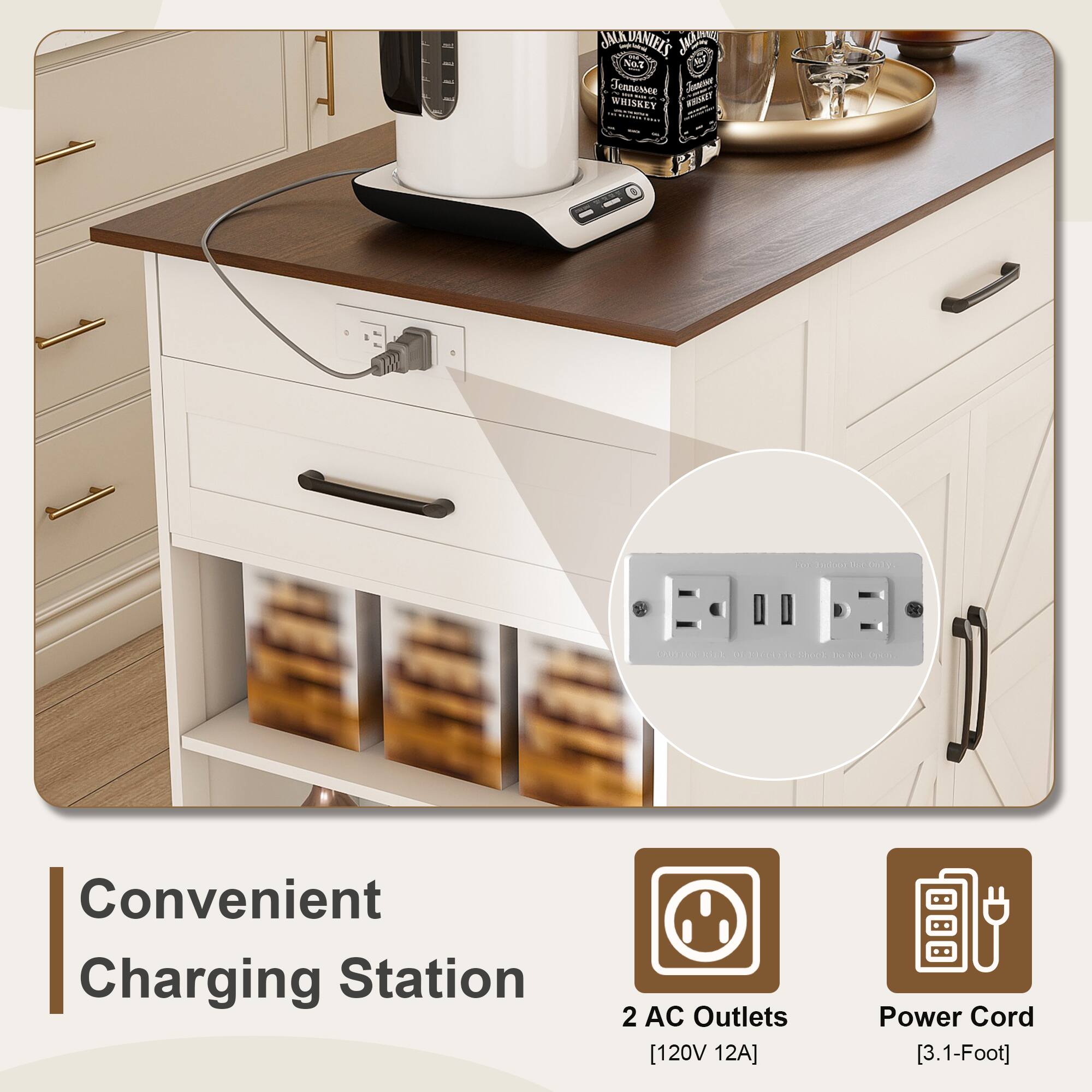 Convenient Charging Station

2 AC Outlets [120V 12A]

Power Cord [3.1-Foot]