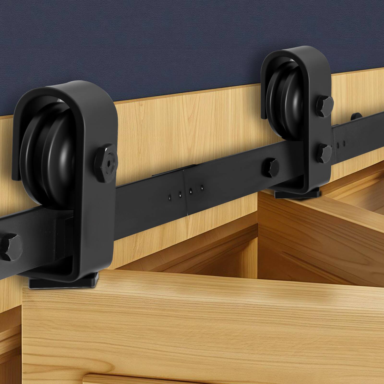 Front. VEVOR - Bi-Folding Sliding Barn Door Hardware Track Kit, 36" Top Mount Track Kit, Slide Smoothly & Quietly, Easy to Install - Black.