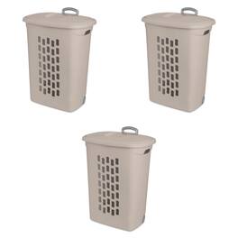 Sterilite - Ultra Wheeled Hamper, Laundry Basket with Lid and Handle, Grey, 3 Pack - Gray