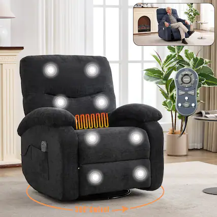 Front. AENKYO - Power Lift Recliner Chair Massage Chair with Massage and Heating for Living Room - Dark Gray.