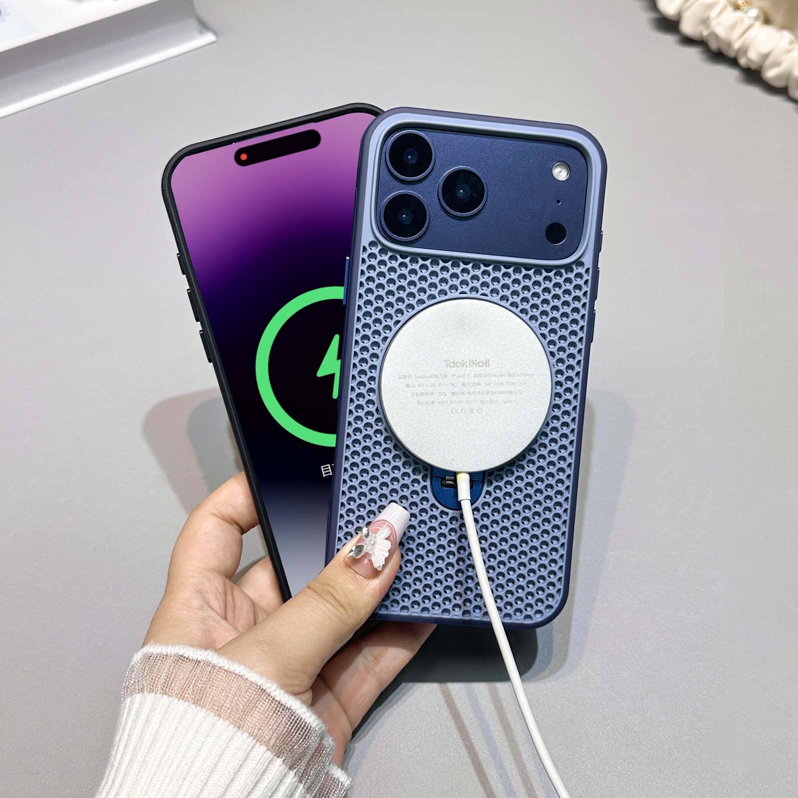 Alt View 1. Dteck - Magnetic Case for Apple iPhone 17 Pro Max with Integrated Ring Stand, Cooling Shockproof Slim Rugged Protective Cover - Darkblue.