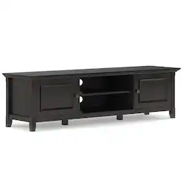 Simpli Home - Amherst 72 inch Solid Wood Low TV Media Stand - Hickory Brown