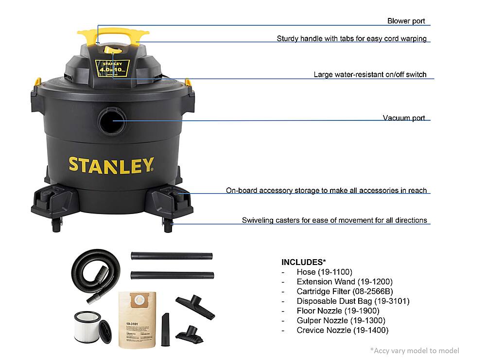 Alt View 11. Stanley - SL18191P 10 Gallon wet/dry vacuum - black.