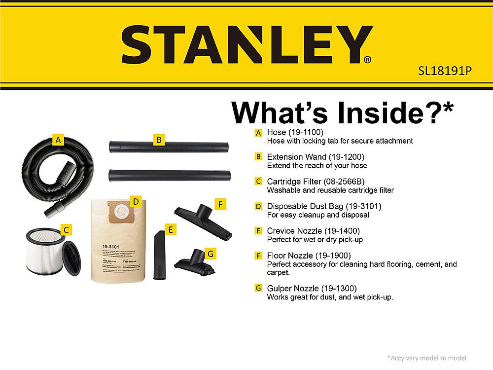 Alt View 12. Stanley - SL18191P 10 Gallon wet/dry vacuum - black.