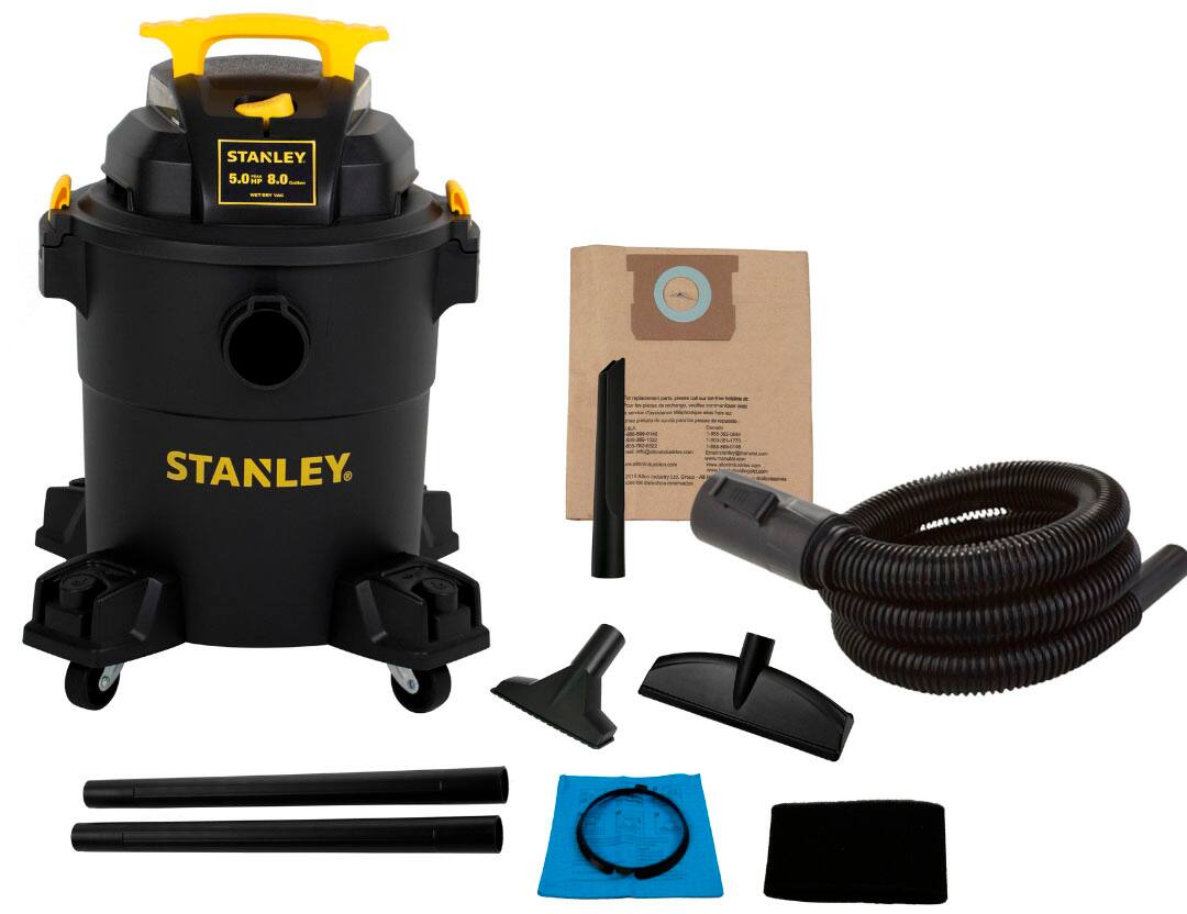 Angle. Stanley - 6 Gallon wet/dry vacuum - black.