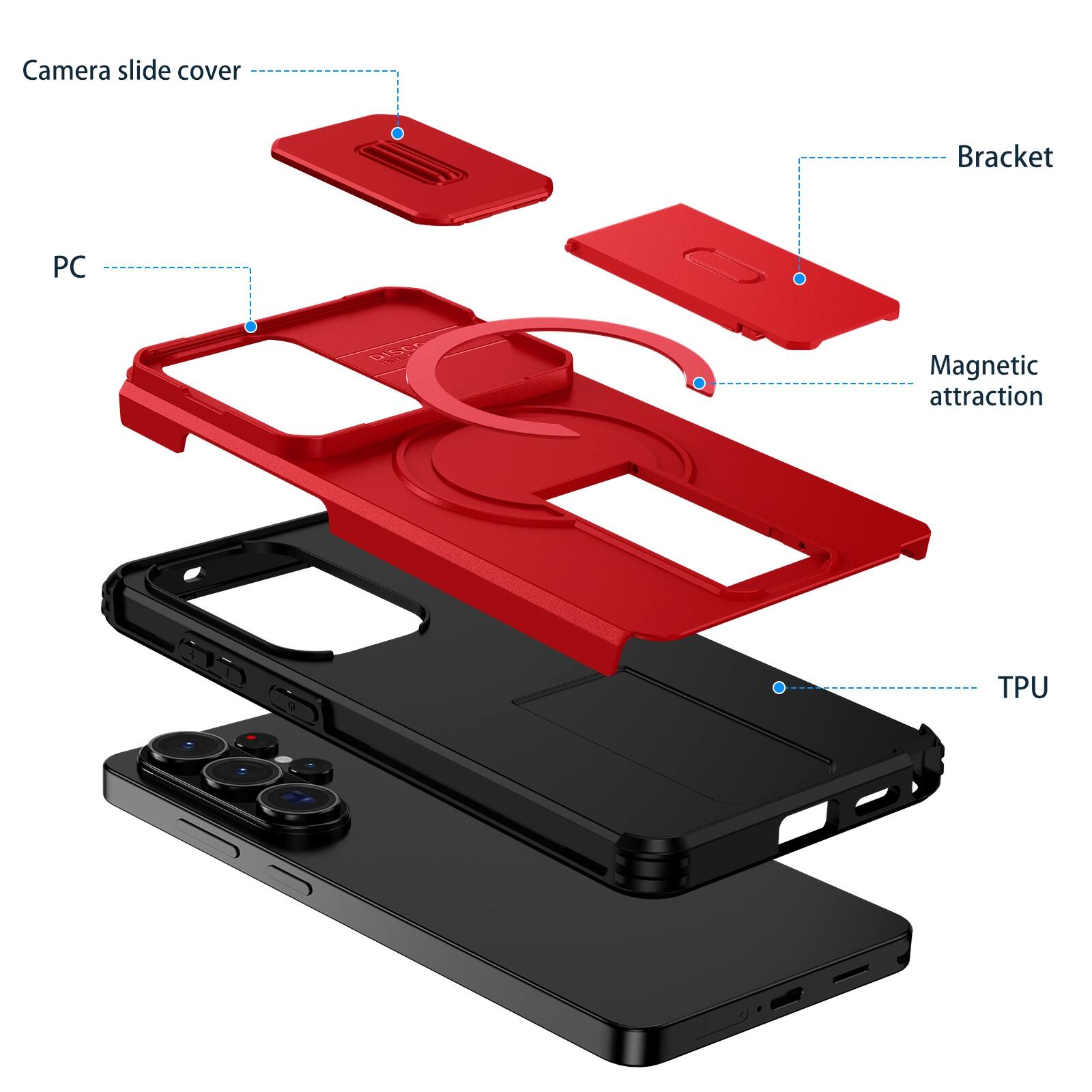 Camera slide cover  
Bracket  
PC  
Magnetic attraction  
TPU