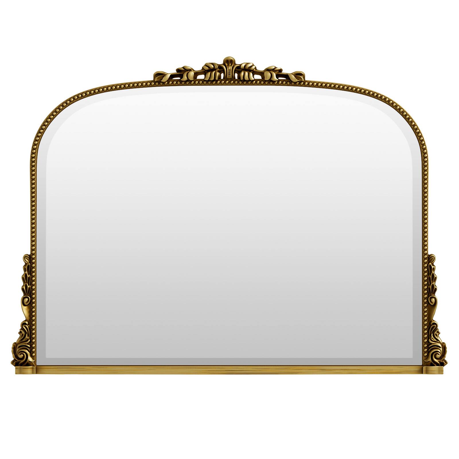 Alt View 1. Easly - Antique Gold 32 in. W x 44 in. H Carved Arched PU Frame Vanity Wall Mirror - Gold.