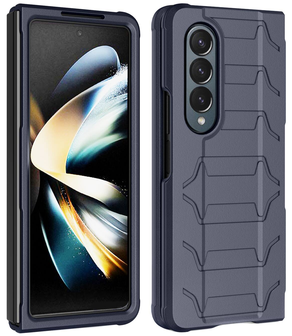 Alt View 9. Nakedcellphone - Case and Holster Belt Clip Combo for Samsung Galaxy Z Fold 4 Phone - Navy Blue.