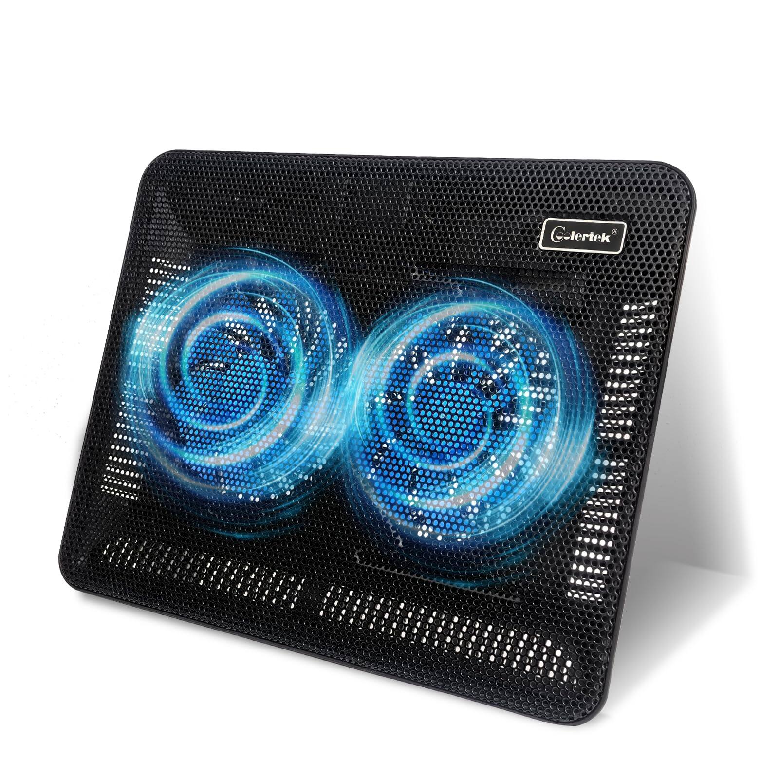 Front. HongFei - HongFei Slim Laptop Cooling Pad with 2 LED Fans, USB Powered, Adjustable Angles, Fits 11-14" Laptops - Blue Light -2 fans.