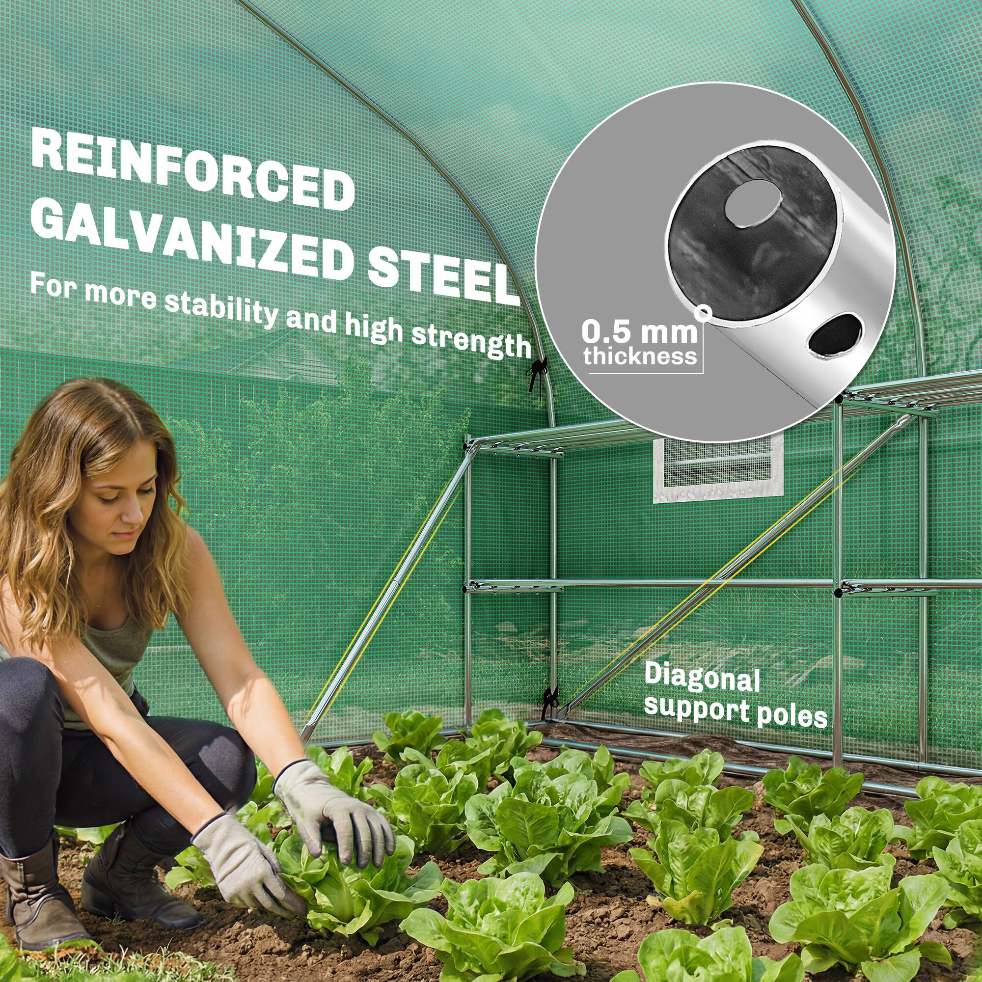 REINFORCED GALVANIZED STEEL  
For more stability and high strength  
0.5 mm thickness  
Diagonal support poles