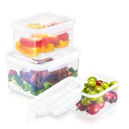 Sorbus - 3 Pack Nesting Rectangular Plastic Food Storage Containers Leak-Proof Stackable Meal Prep Bowls - Clear