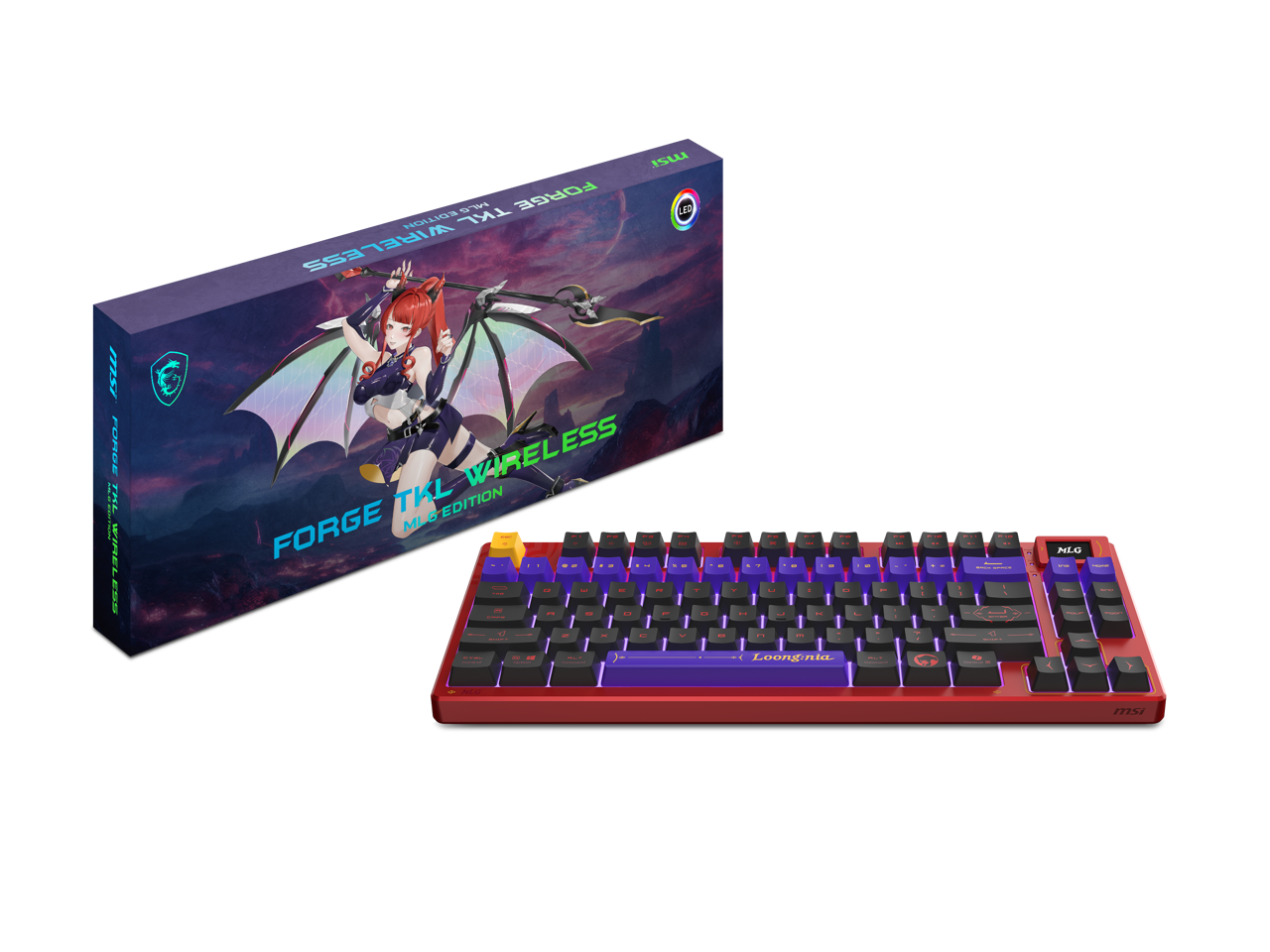 MSI - Forge TKL Wireless MLG Gaming Keyboard - Mechanical Linear, PBT Keycaps, USB/Bluetooth/2.4GHz - RGB